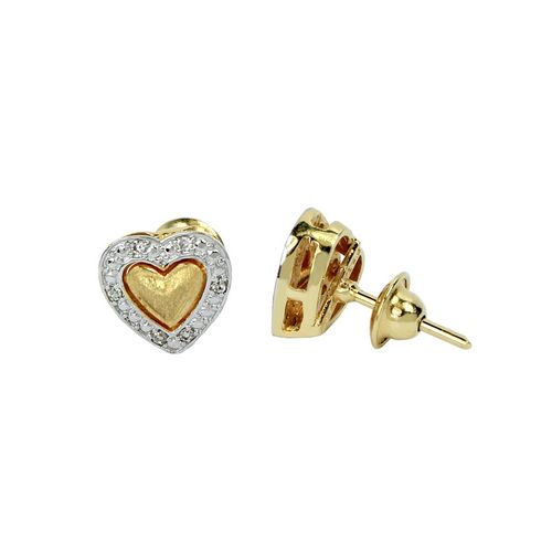 Brincos Corações em Ouro Amarelo 18k com diamantes