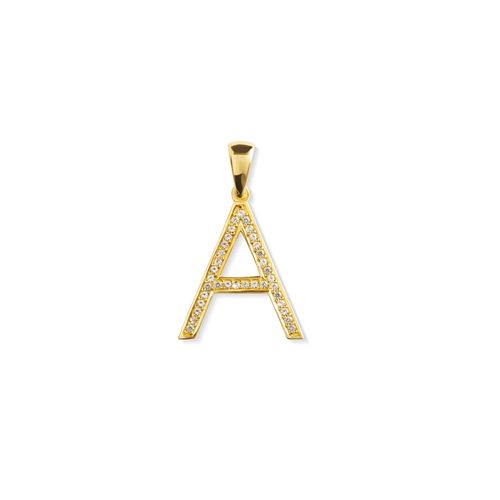 Pingente Letra A em Ouro 18k com Topázios Brancos