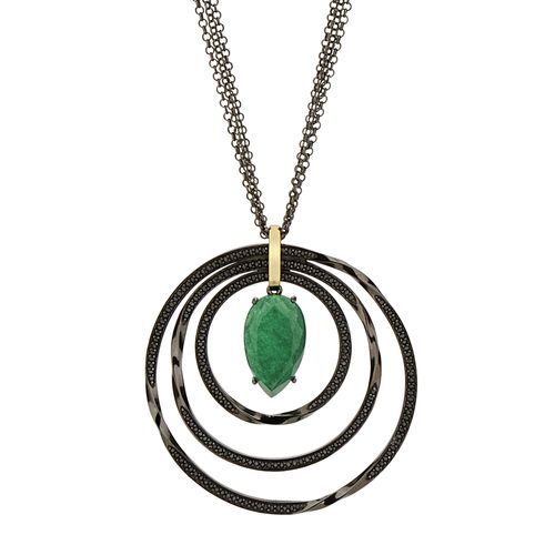 Colar Jazz Argolas com Espinélio e Quartzito Verde em Prata de Lei 925
