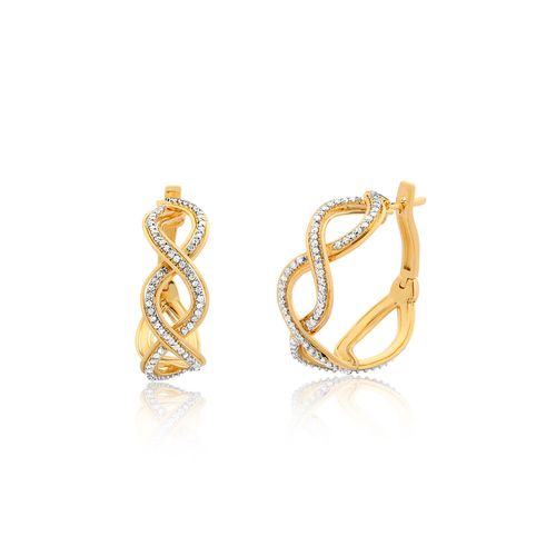 Brincos Argola Ritmo de Ouro Amarelo 18k com Diamantes