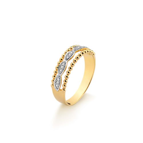 Anel Ritmo P de Ouro 18k com Diamantes