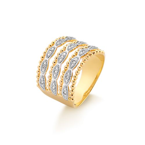 Anel Ritmo G de Ouro Amarelo 18k com Diamantes