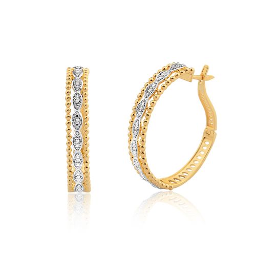 Brincos Argola Ritmo de Ouro Amarelo 18k com Diamantes