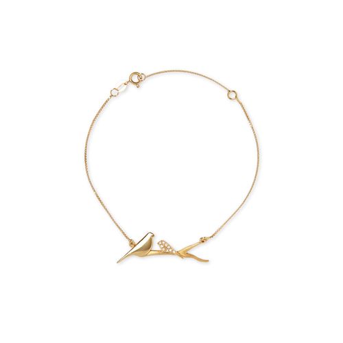 Pulseira Filhotes 2 Pássaros de Ouro Amarelo 18k com Diamantes
