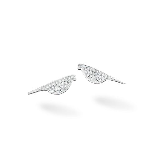 Brincos Filhotes Pássaro de Ouro Branco 18k com Diamantes