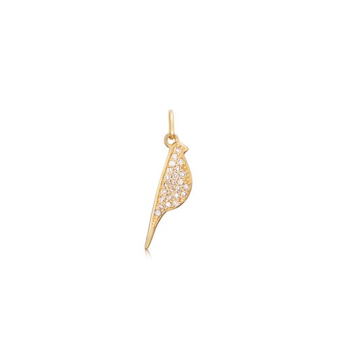 Pingente Filhotes Pássaro de Ouro Amarelo 18k com Diamantes