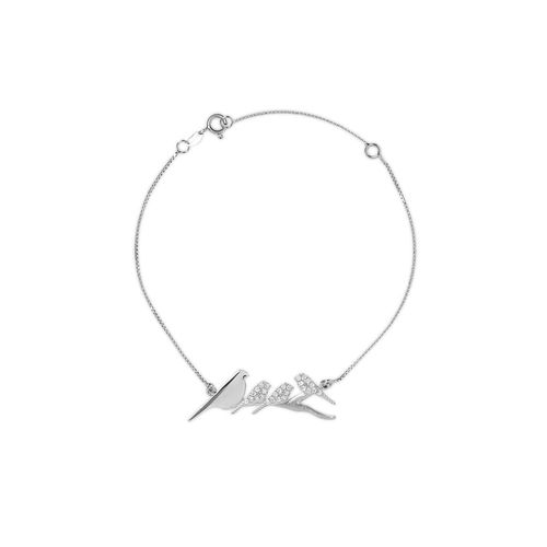 Pulseira Filhotes 4 Pássaros de Ouro Branco 18k com Diamantes