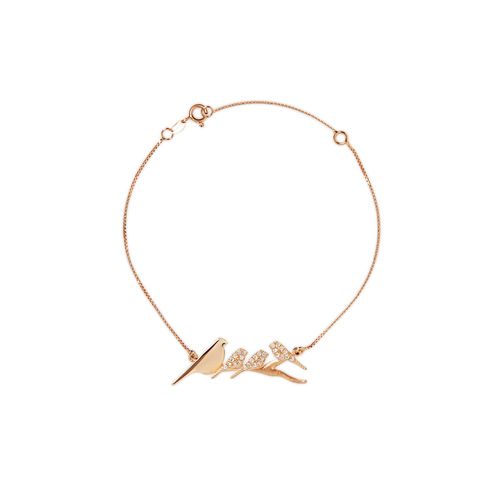 Pulseira Filhotes 4 Pássaros de Ouro Rosé 18k com Diamantes
