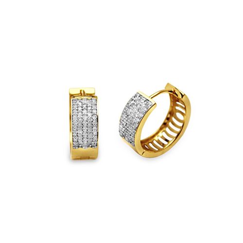 Brincos Argola de Ouro Amarelo 18k com Diamantes