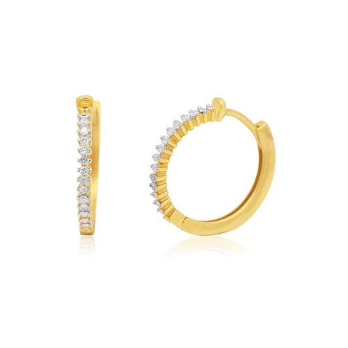 Brincos Argola 15 mm de Ouro Amarelo 18k com Diamantes