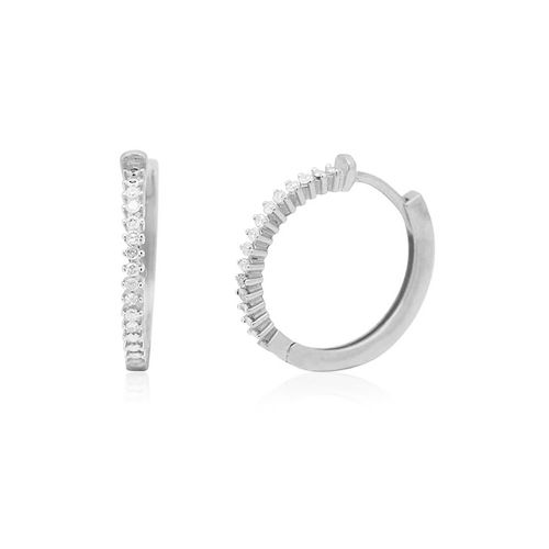 Brincos Argola 15 mm de Ouro Branco 18k com Diamantes