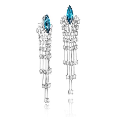 Brincos The Eye G de Ouro 18k com Topázios Brancos e Topázios London