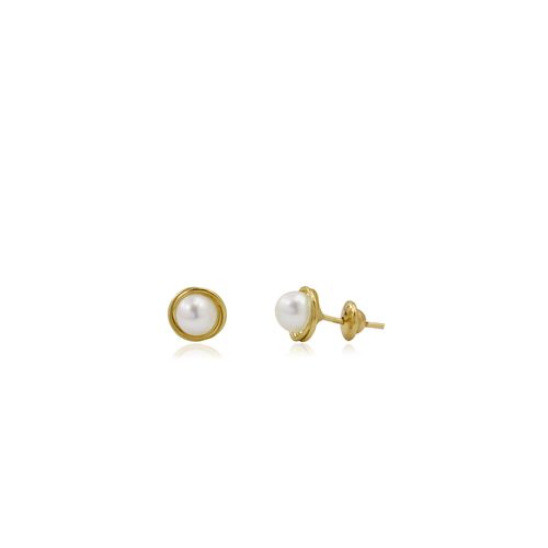 Brincos Classic de Ouro Amarelo 18k Torcido com Pérola