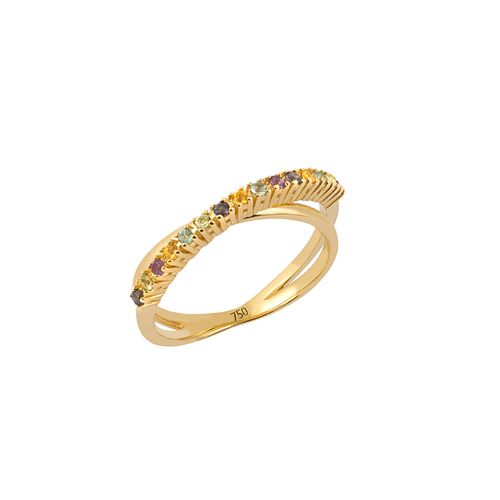 Anel Papillon de Ouro 18k com Pedras Brasileiras