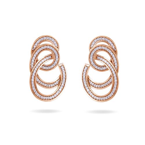 Brincos Elos Suaves em Ouro 18k com Diamantes