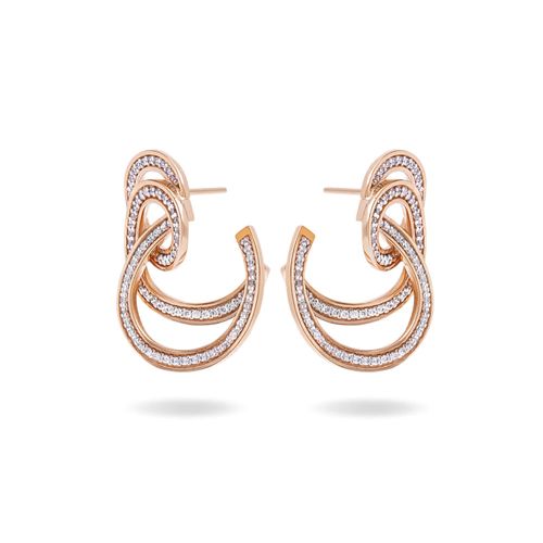 Brincos Elos Suaves em Ouro 18k com Diamantes
