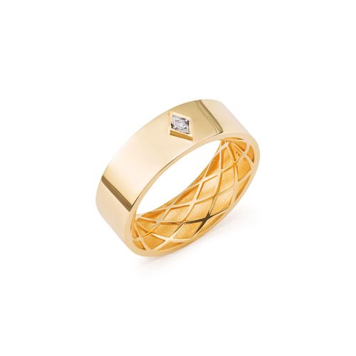 Anel Inove Liso em Ouro 18k com Diamantes