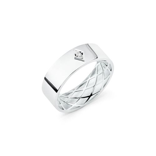Anel Inove Liso em Ouro 18k com Diamantes
