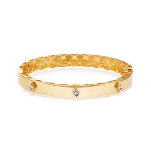 Bracelete Inove Liso em Ouro 18k com Diamantes