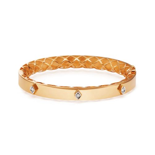 Bracelete Inove Liso em Ouro 18k com Diamantes