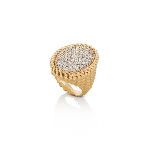 Maxi Anel Areia pavê de ouro 18k com diamantes