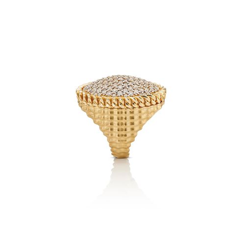 Maxi Anel Areia pavê de ouro 18k com diamantes