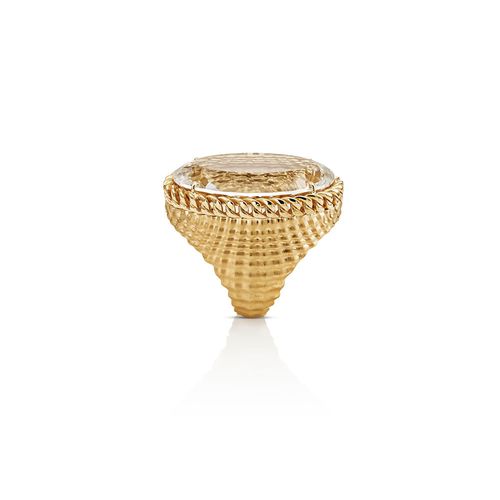 Maxi Anel Areia de Ouro 18k com Quartzo Transparente