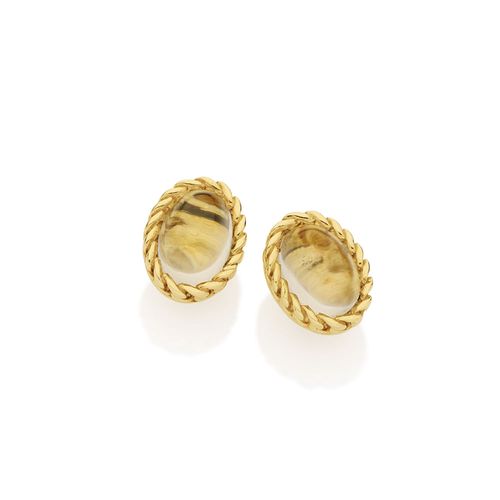 Brincos Areia de ouro 18k com quartzos transparentes