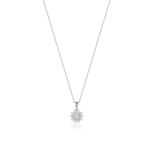 Colar Chuveiro Vintage de Ouro Branco 18k com Diamantes