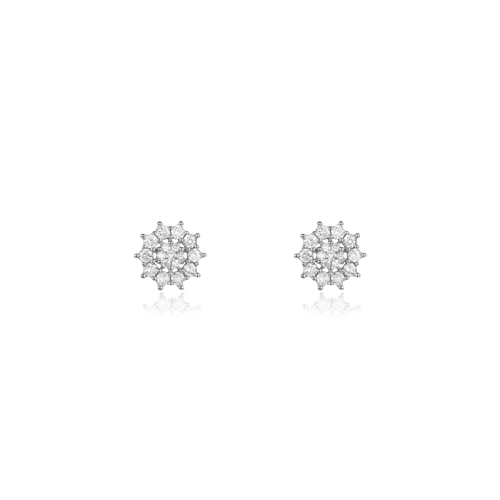Brincos Chuveiro Vintage de Ouro Branco 18k com Diamantes