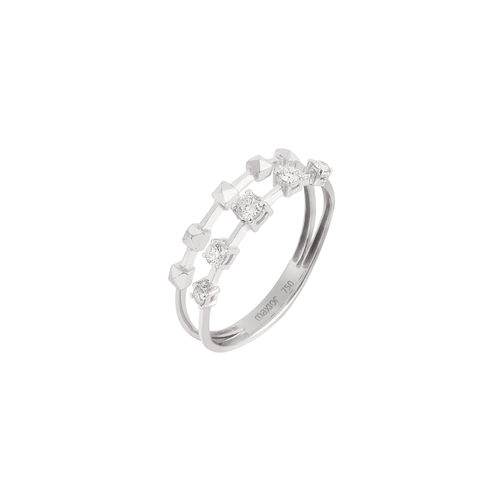 Anel Lights de Ouro Branco 18k com 2 Aros e Diamantes