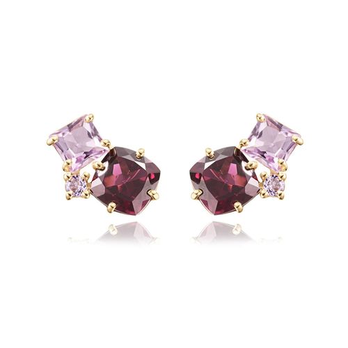 Brincos Floratta de ouro rosé 18k com pedras brasileiras