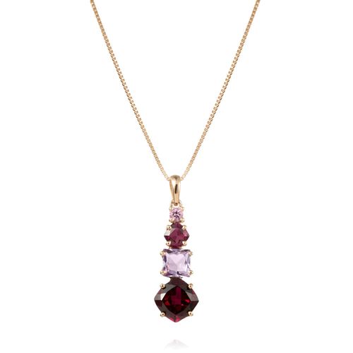 Pingente Floratta de ouro rosé 18k com pedras brasileiras