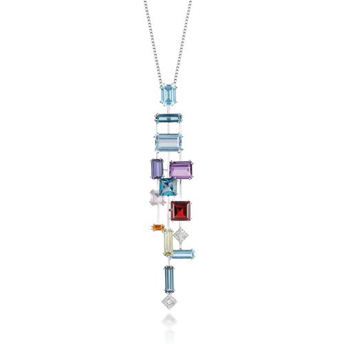 Pingente Radha de Ouro 18k com Mix de Pedras Brasileiras e Diamantes