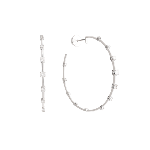 Brincos Lights Argola de Ouro Branco 18k com Diamantes