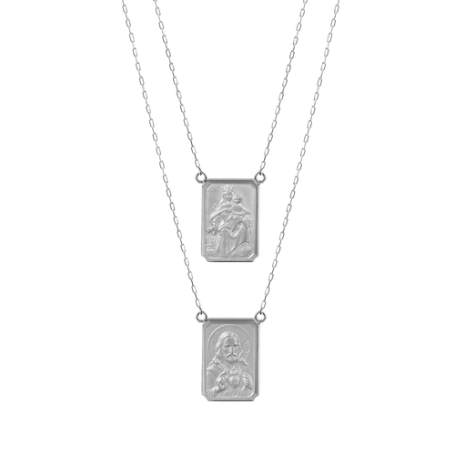 Escapulário de Ouro Branco 18k 60 cm