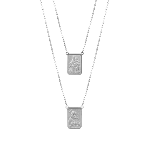 Escapulário de Ouro Branco 18k 70 cm