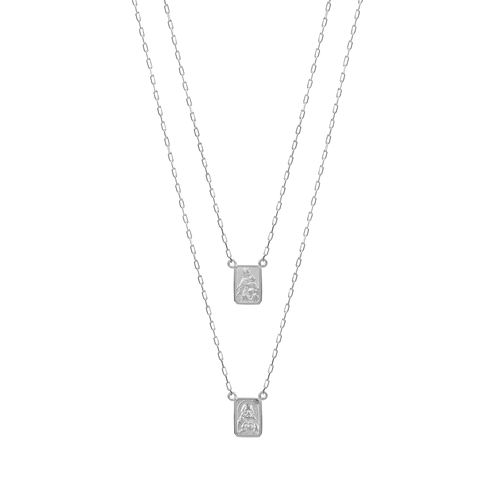Escapulário Pequeno de Ouro Branco 18k 60 cm