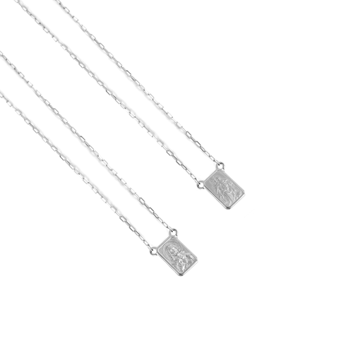 Escapulário Pequeno de Ouro Branco 18k 60 cm