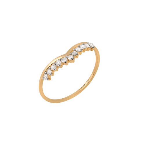 Anel Lovely Curvas de Ouro 18k com Diamantes