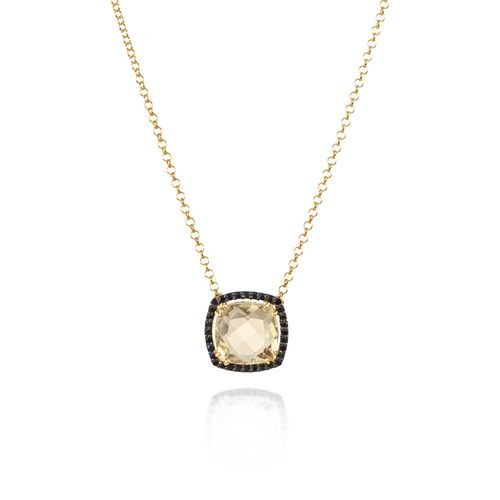 Colar Happiness de Ouro 18k com Quartzo Champagne e Espinélios