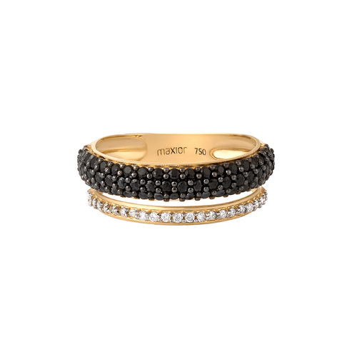 Anel Night and Day P de Ouro 18k com Espinélios de Diamantes