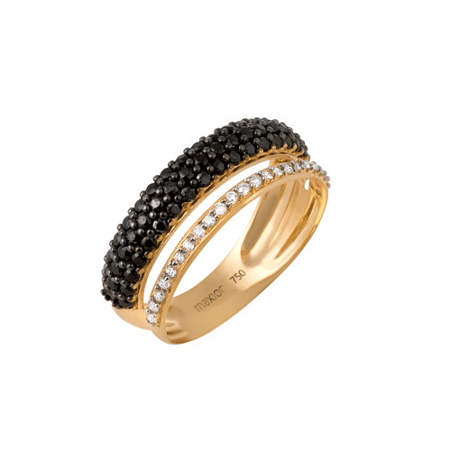 Anel Night and Day P de Ouro 18k com Espinélios de Diamantes