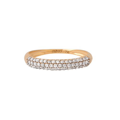 Anel Bombê de Ouro 18k com Pavê de Diamantes