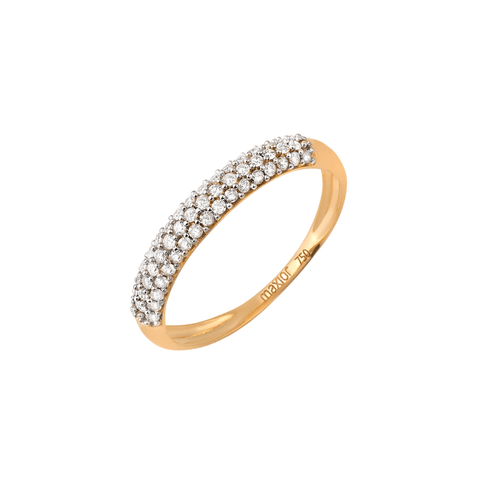 Anel Bombê de Ouro 18k com Pavê de Diamantes