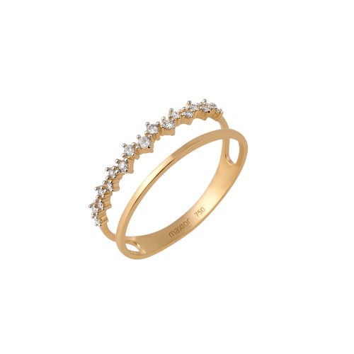 Anel Lovely Duplo de Ouro 18k com Diamantes