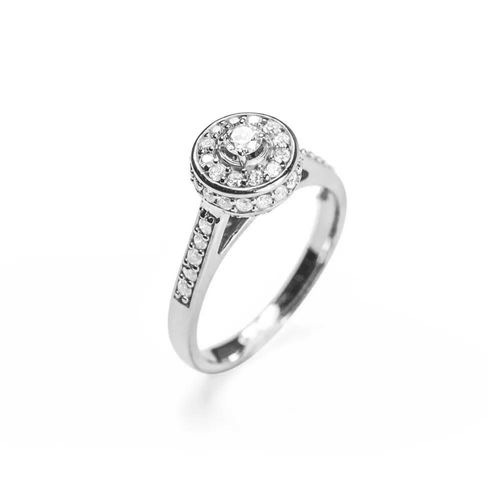 Anel Solitário Victoria de Ouro Branco 18k com Diamante de 13 Pontos