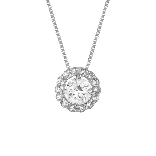 Colar Ponto de Luz de Ouro Branco 18k com Diamante de 20 Pontos
