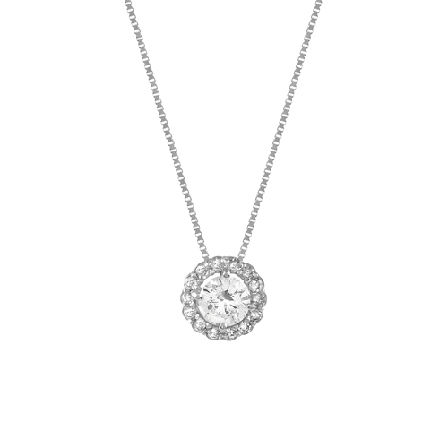 Colar Ponto de Luz de Ouro Branco 18k com Diamante de 20 Pontos