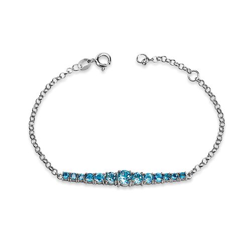 Pulseira Deep Blue de Ouro Branco 18k com Degradê de Topázios Azuis
